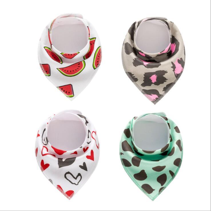 Set of 4 Printed Arrow, Wave, and Triangle Pattern Cotton Bandana Baby Bibs and Burp Cloths