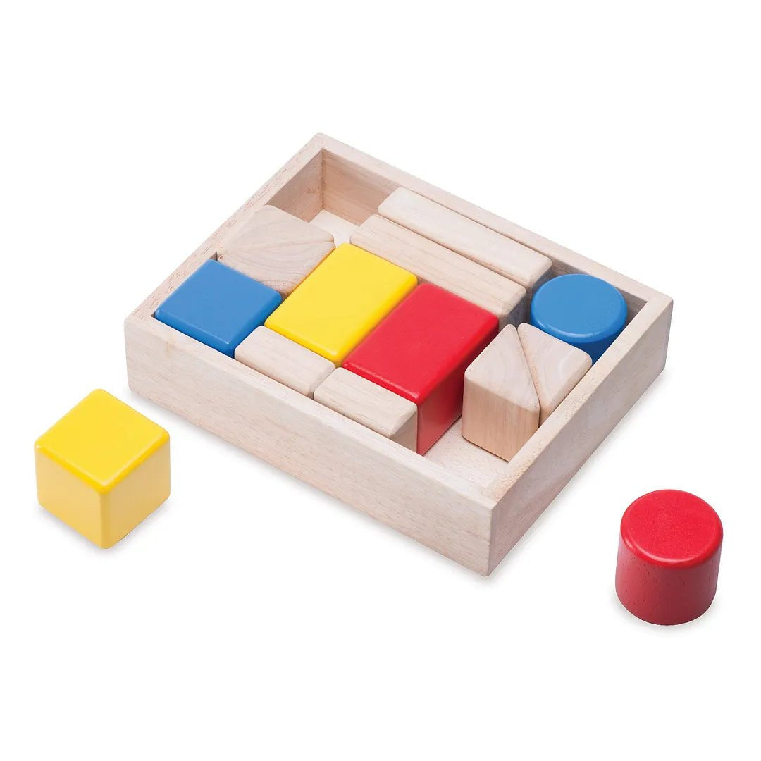 14-Piece Colorful Wooden Blocks Playset for Toddlers and Kids