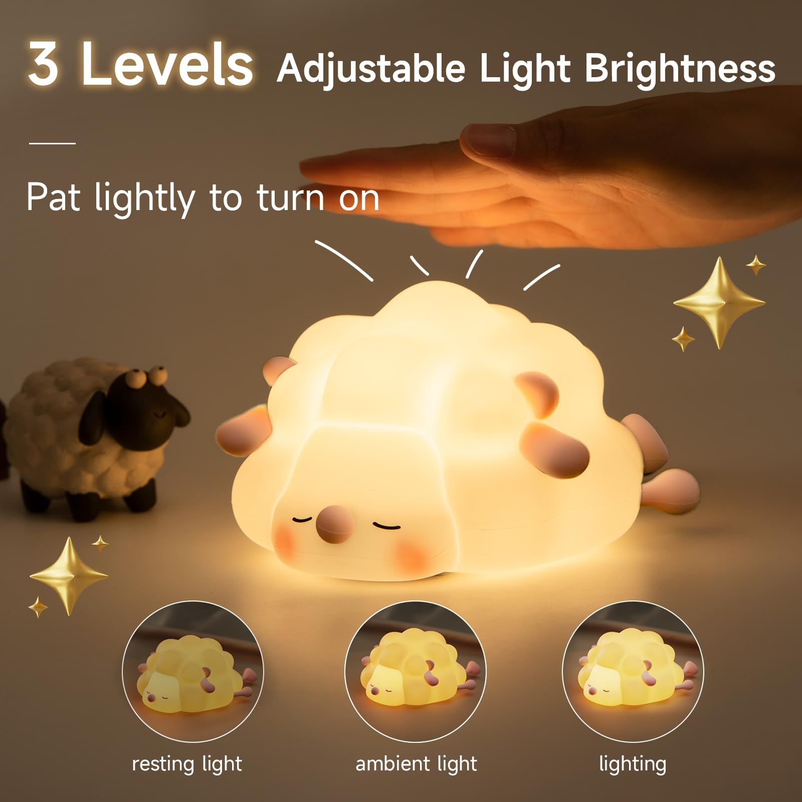 Adorable Rechargeable Sheep Night Light – Silicone, Dimmable, and Perfect for Kids' Room Decor