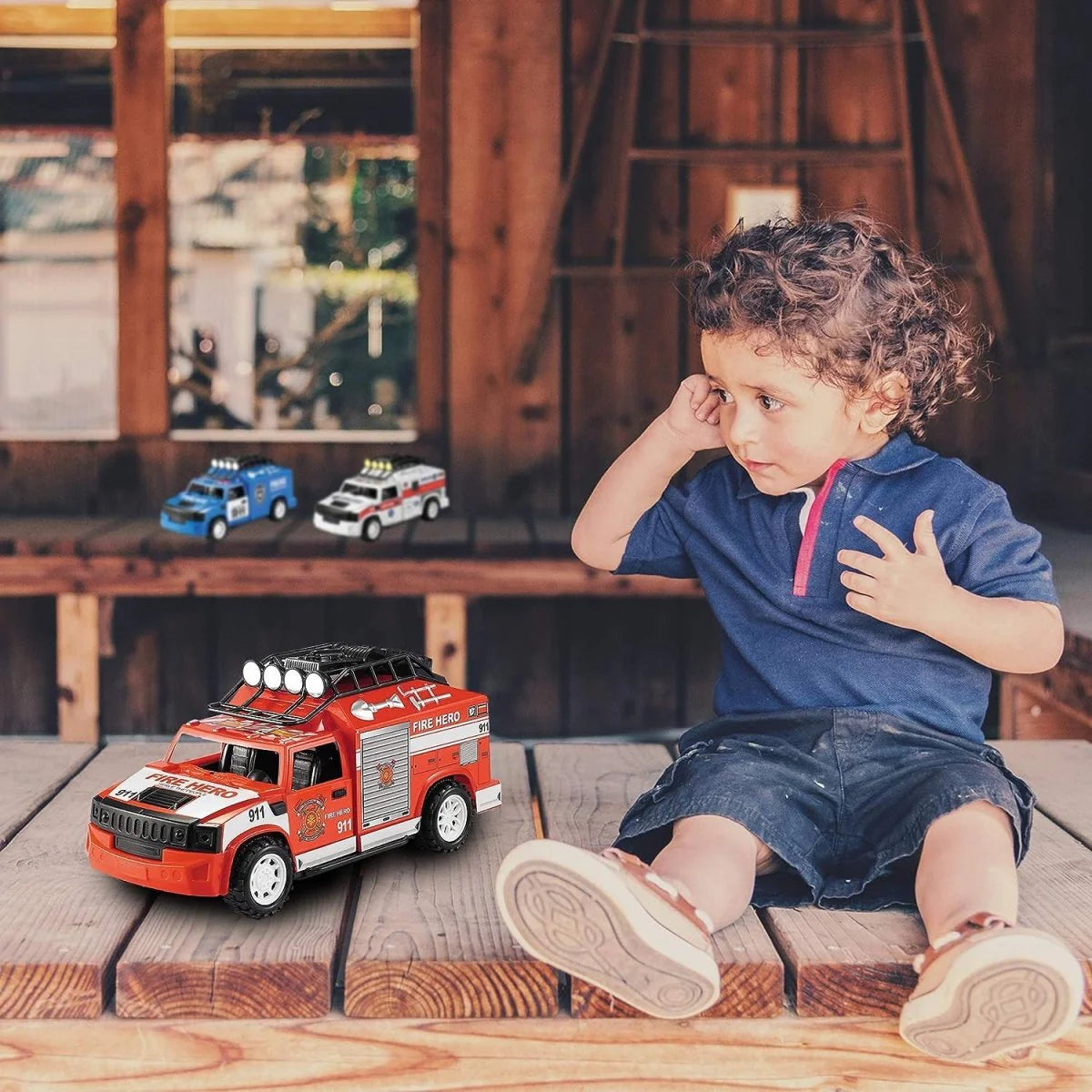 Action-Packed Rescue Fleet-3-Piece Emergency Vehicle Playset with Lights and Sirens