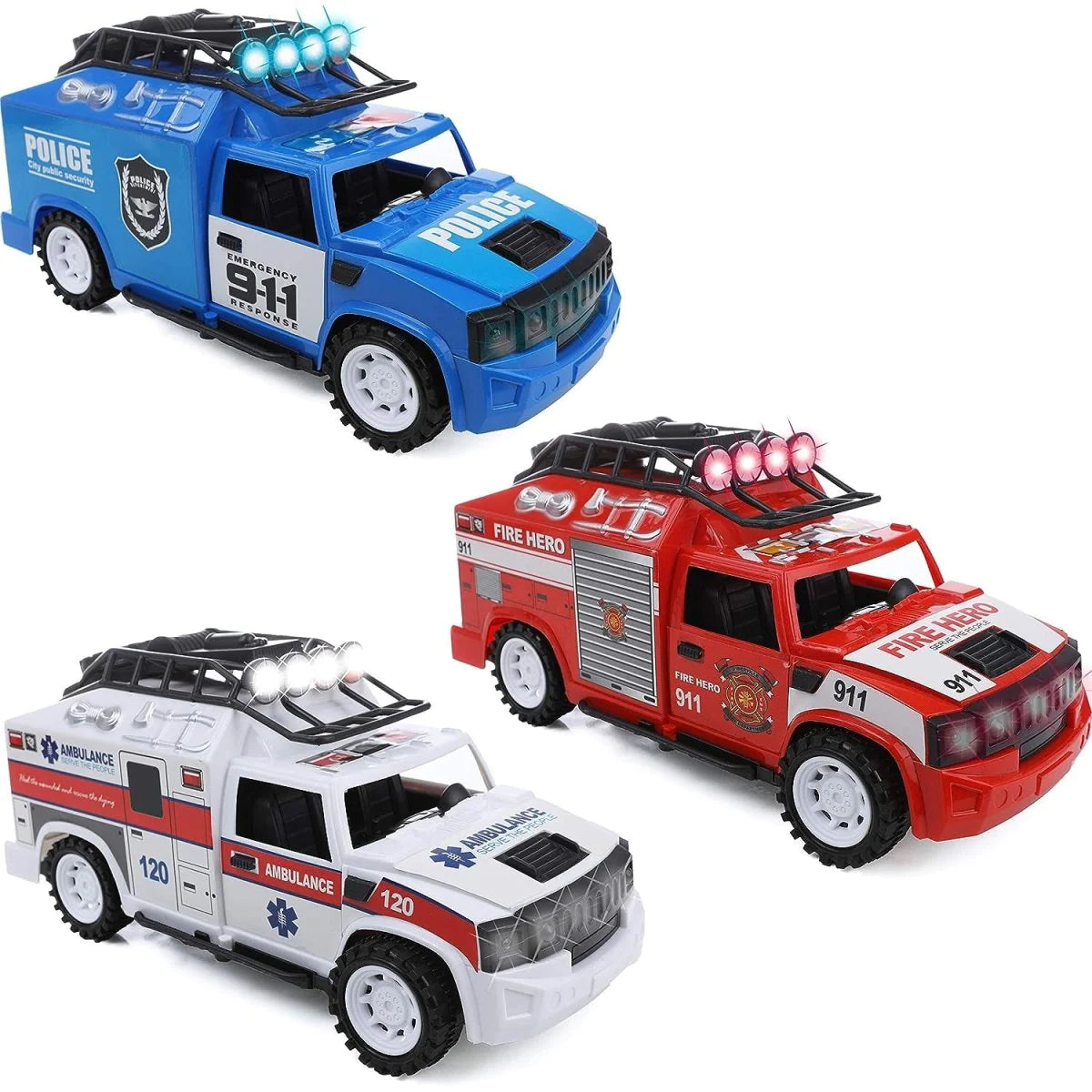 Action-Packed Rescue Fleet-3-Piece Emergency Vehicle Playset with Lights and Sirens