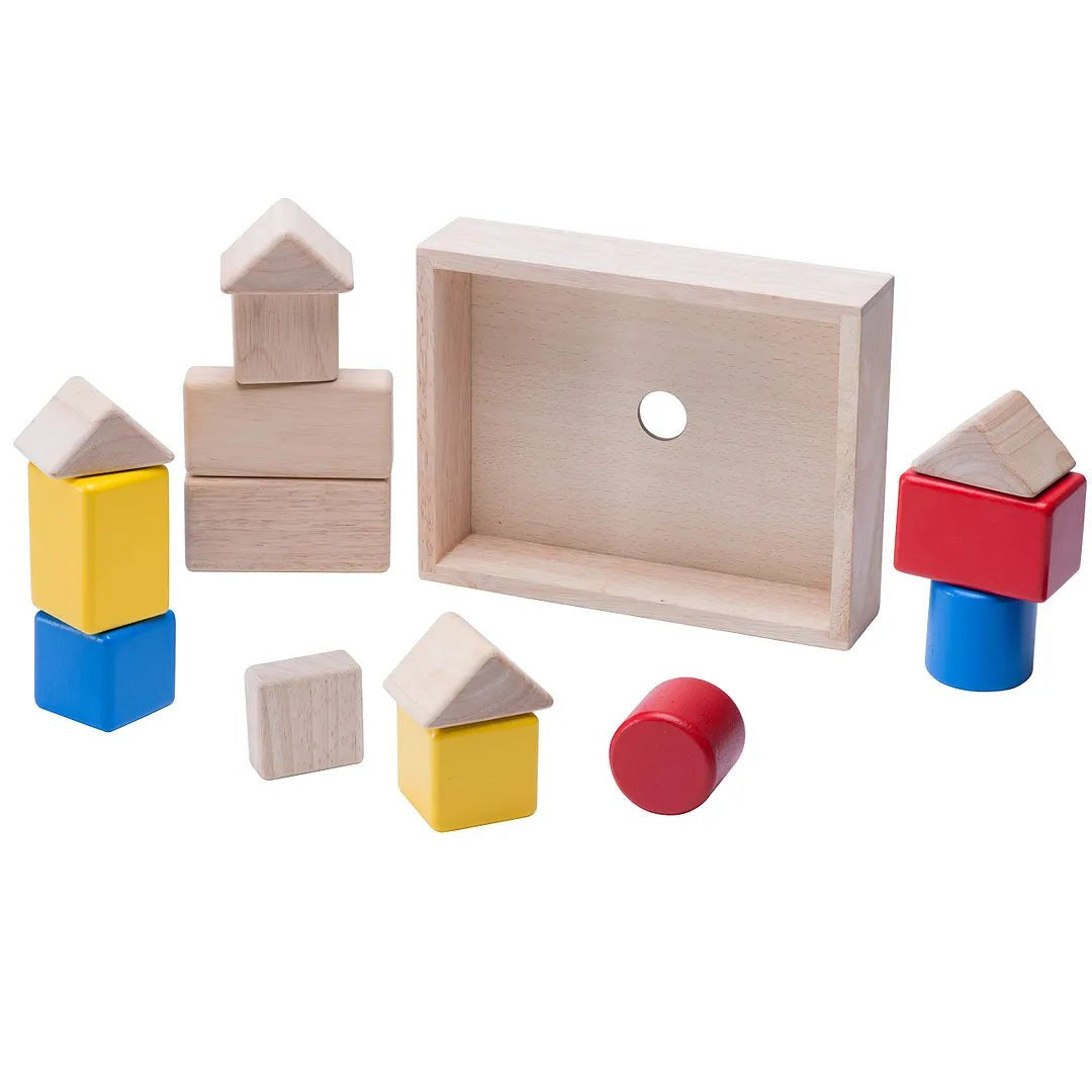 14-Piece Colorful Wooden Blocks Playset for Toddlers and Kids